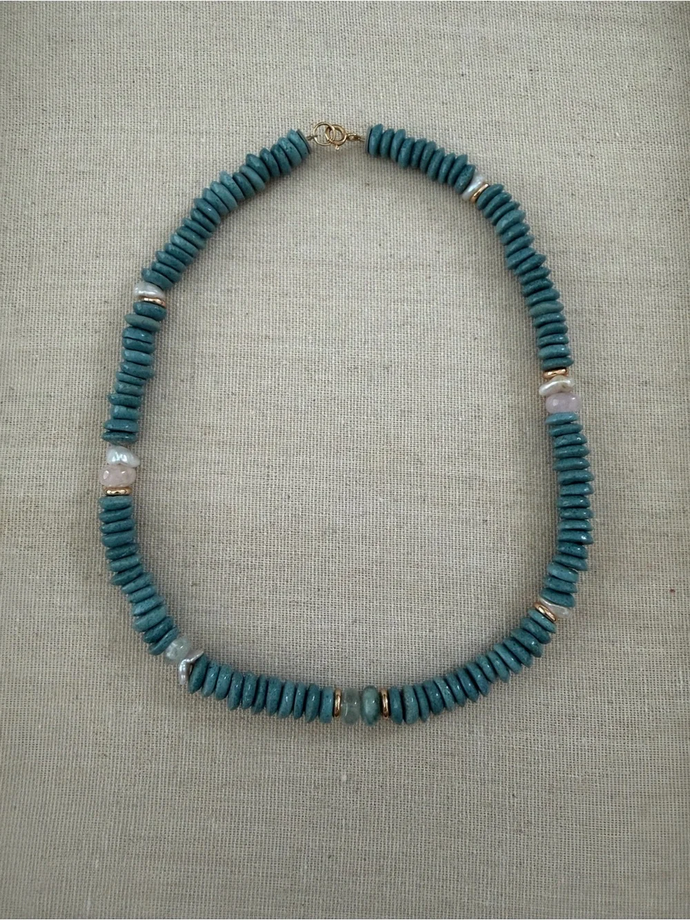 14k gold blue stone and gold necklace 14k gold stamped